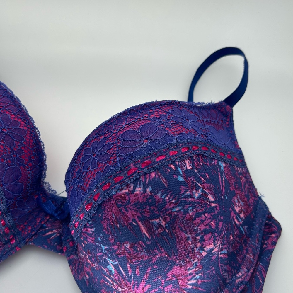 Just Be Push Up Bra Blue and Pink  with Lace size 38 C - Picture 3 of 5